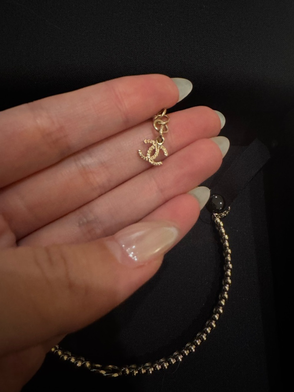 CHANEL Gold Crystal Double-Row CC Logo Necklace - Picture 5 of 6